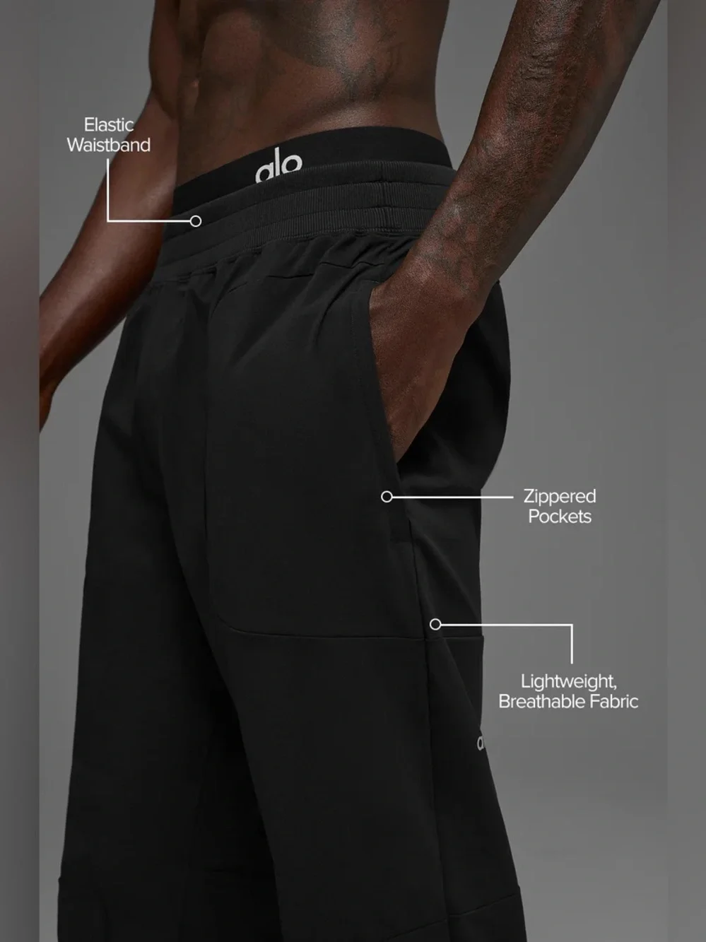 ALO Yoga Co-Op Joggers, Men's Black Performance Track Joggers, Medium